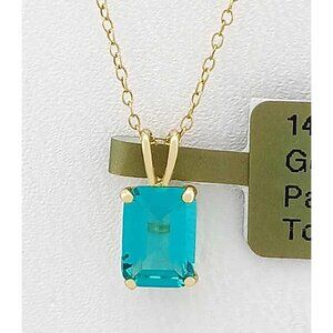 Genuine 1.02 Cts Paraiba Tourmaline Pendant Solid 14k Yellow Gold